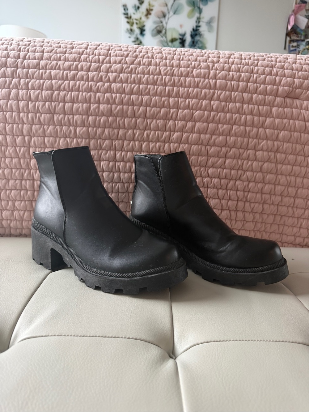 Black Chunky Chelsea Ankle Boots - Women's